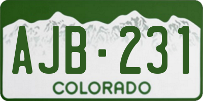 CO license plate AJB231