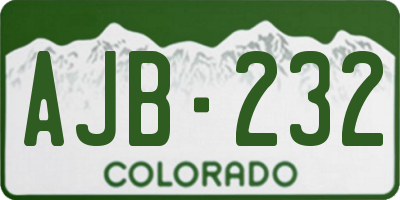 CO license plate AJB232