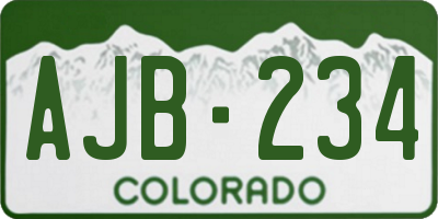 CO license plate AJB234