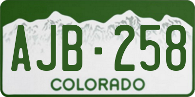 CO license plate AJB258