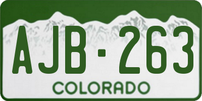 CO license plate AJB263