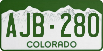 CO license plate AJB280