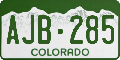 CO license plate AJB285