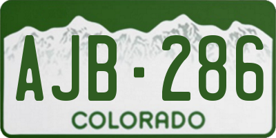 CO license plate AJB286
