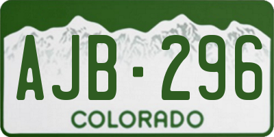 CO license plate AJB296