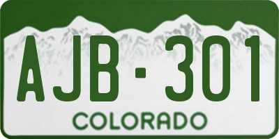 CO license plate AJB301