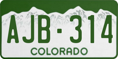 CO license plate AJB314