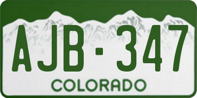 CO license plate AJB347