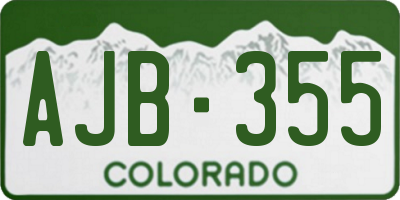 CO license plate AJB355