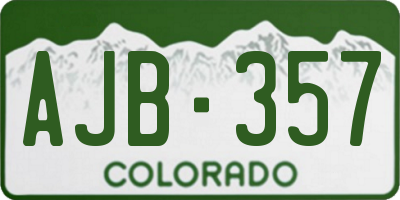 CO license plate AJB357