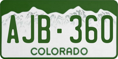 CO license plate AJB360