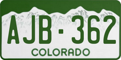 CO license plate AJB362