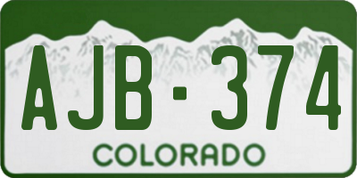 CO license plate AJB374