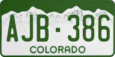 CO license plate AJB386