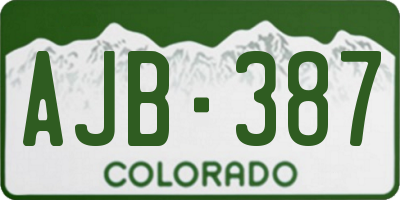 CO license plate AJB387