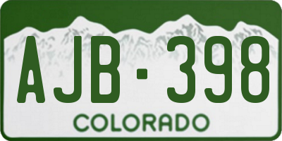 CO license plate AJB398