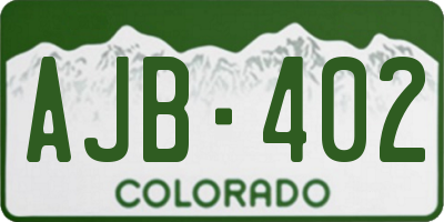CO license plate AJB402