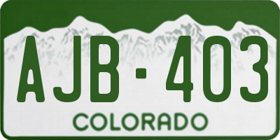 CO license plate AJB403