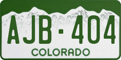 CO license plate AJB404