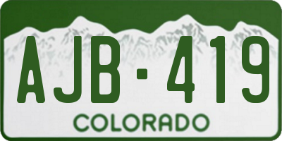 CO license plate AJB419