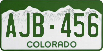 CO license plate AJB456