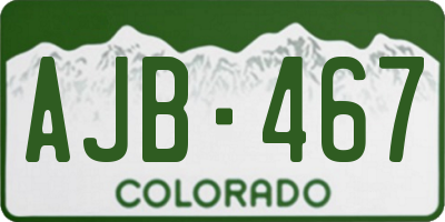 CO license plate AJB467