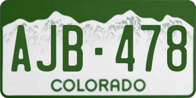 CO license plate AJB478