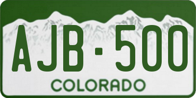 CO license plate AJB500