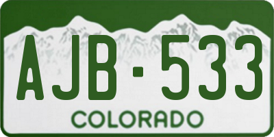 CO license plate AJB533