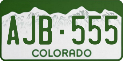 CO license plate AJB555