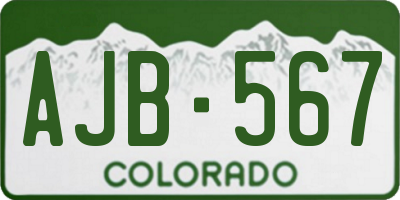 CO license plate AJB567