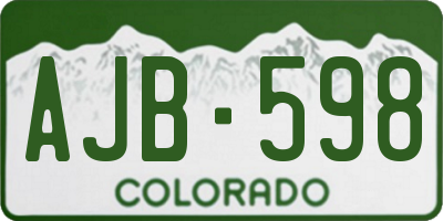 CO license plate AJB598