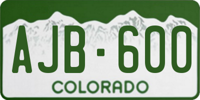 CO license plate AJB600