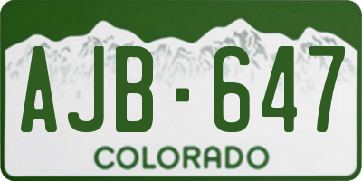 CO license plate AJB647