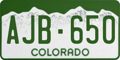 CO license plate AJB650