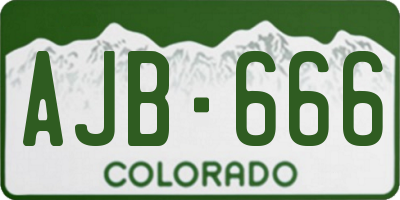 CO license plate AJB666