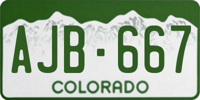 CO license plate AJB667