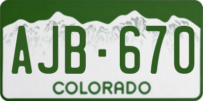 CO license plate AJB670
