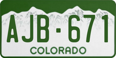 CO license plate AJB671