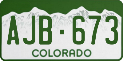 CO license plate AJB673