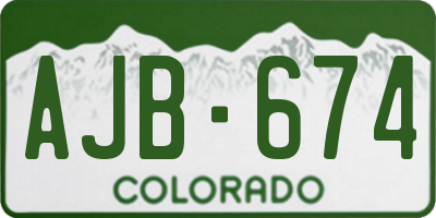 CO license plate AJB674
