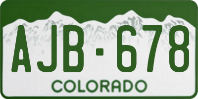 CO license plate AJB678