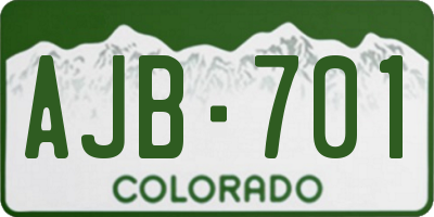 CO license plate AJB701