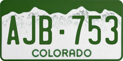 CO license plate AJB753