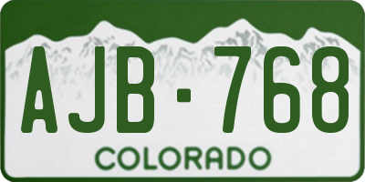 CO license plate AJB768