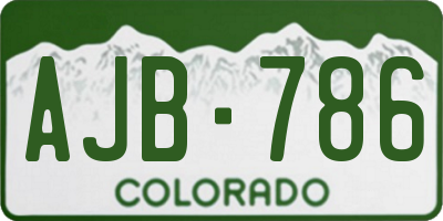 CO license plate AJB786
