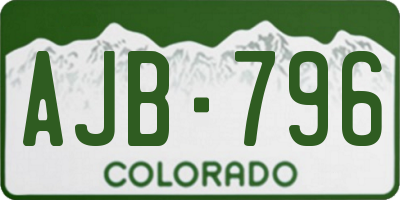 CO license plate AJB796