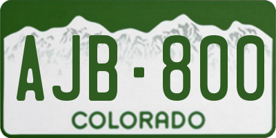 CO license plate AJB800