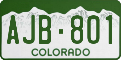 CO license plate AJB801