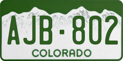 CO license plate AJB802